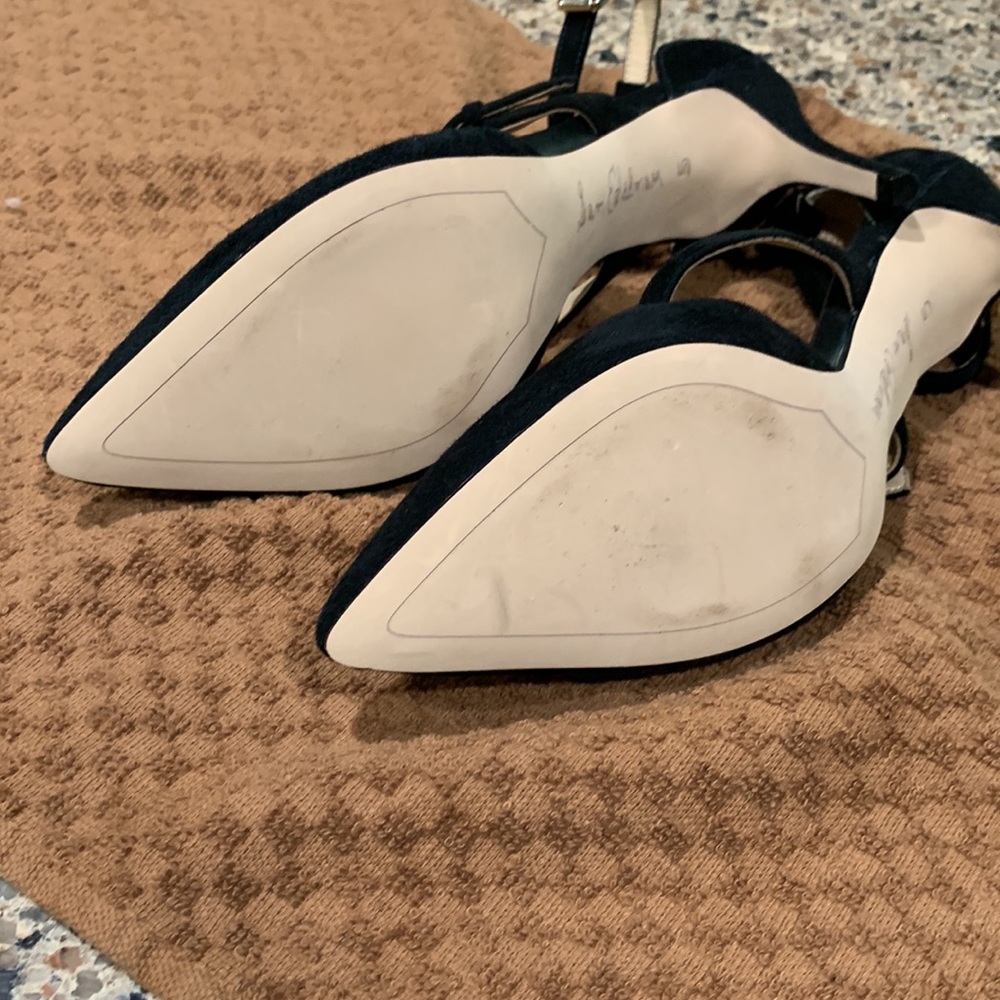 Sam Edelman Black Suede Pointed Double-Ankle Strap Heels - Picture 7 of 8